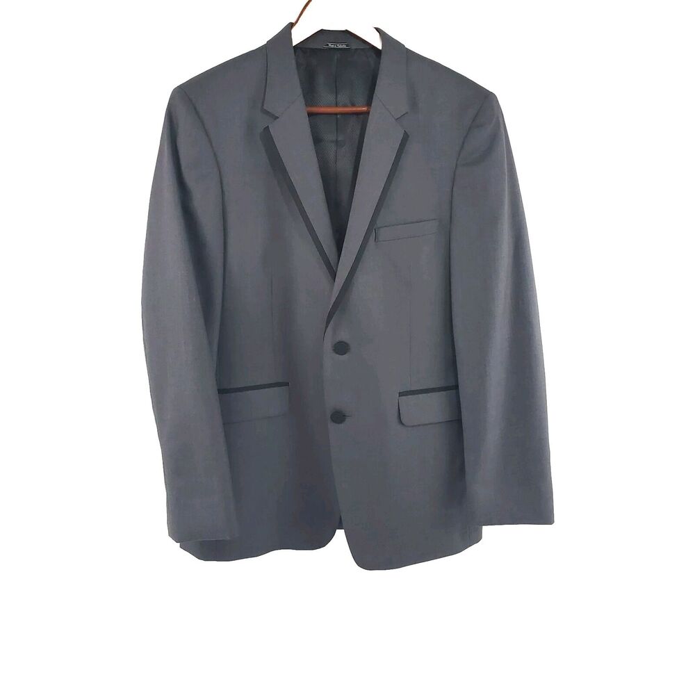 Seven/26 100% Wool Monroe Super 130's Suit Jacket 40R Slim Gray & Black Faille